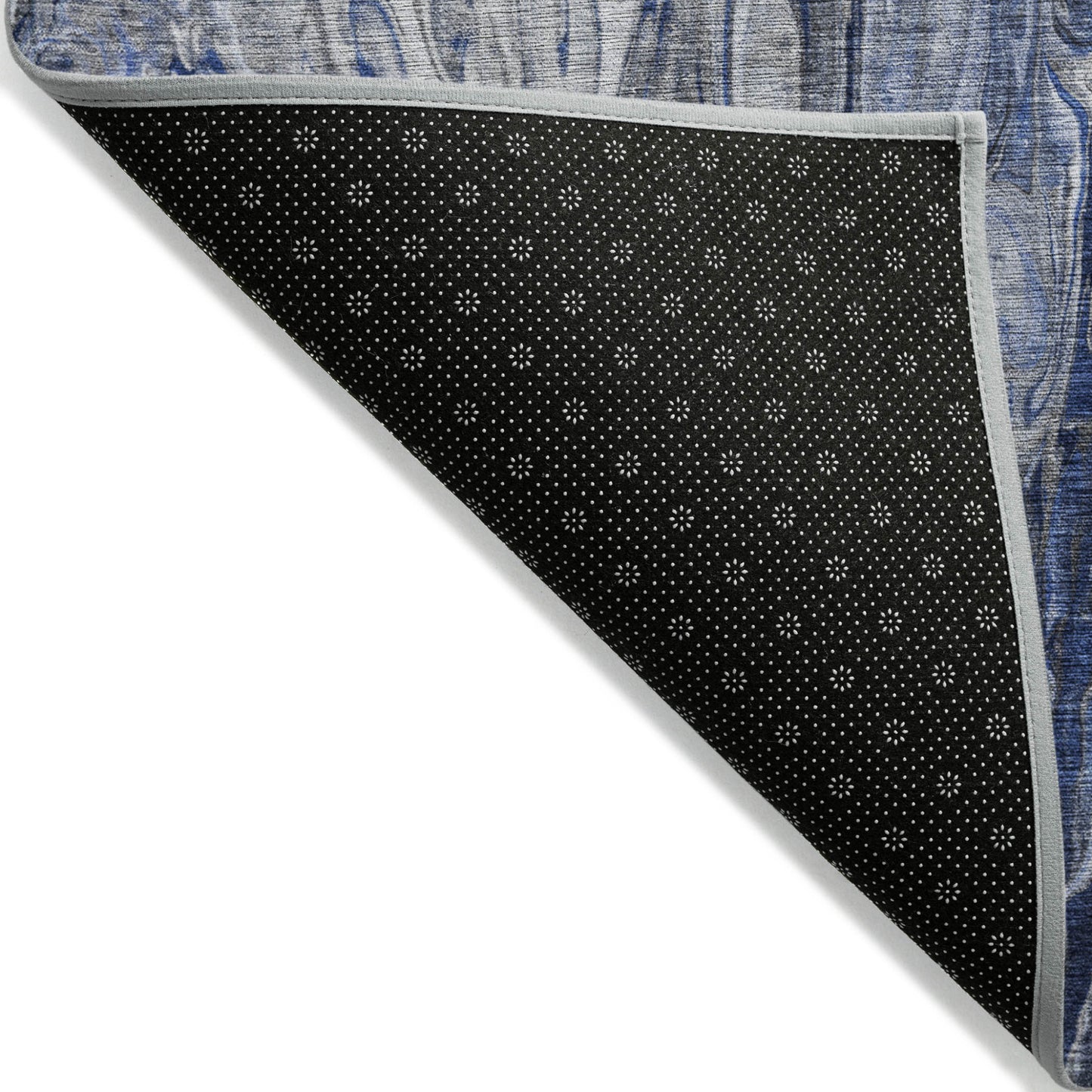 3' X 5' Denim Blue And Navy Blue Abstract Washable Indoor Outdoor Area Rug-3