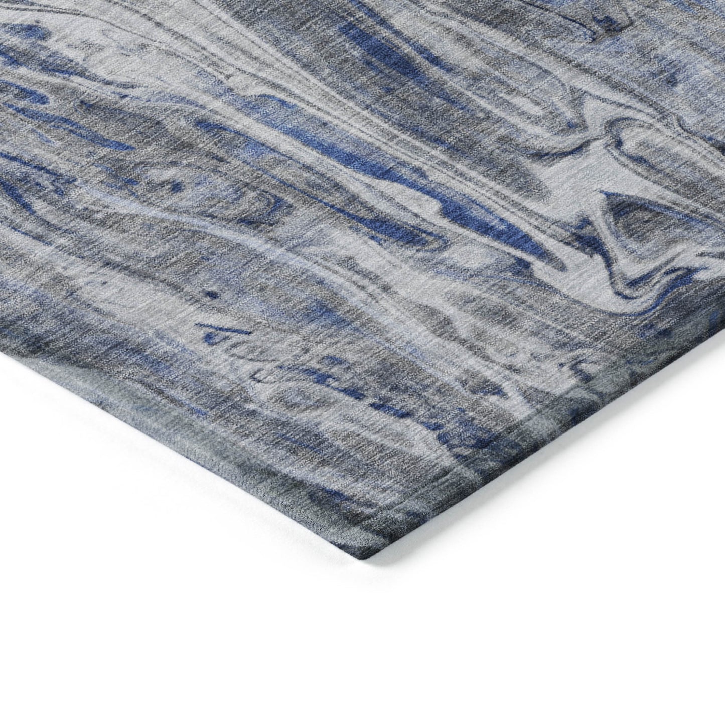 3' X 5' Denim Blue And Navy Blue Abstract Washable Indoor Outdoor Area Rug-4