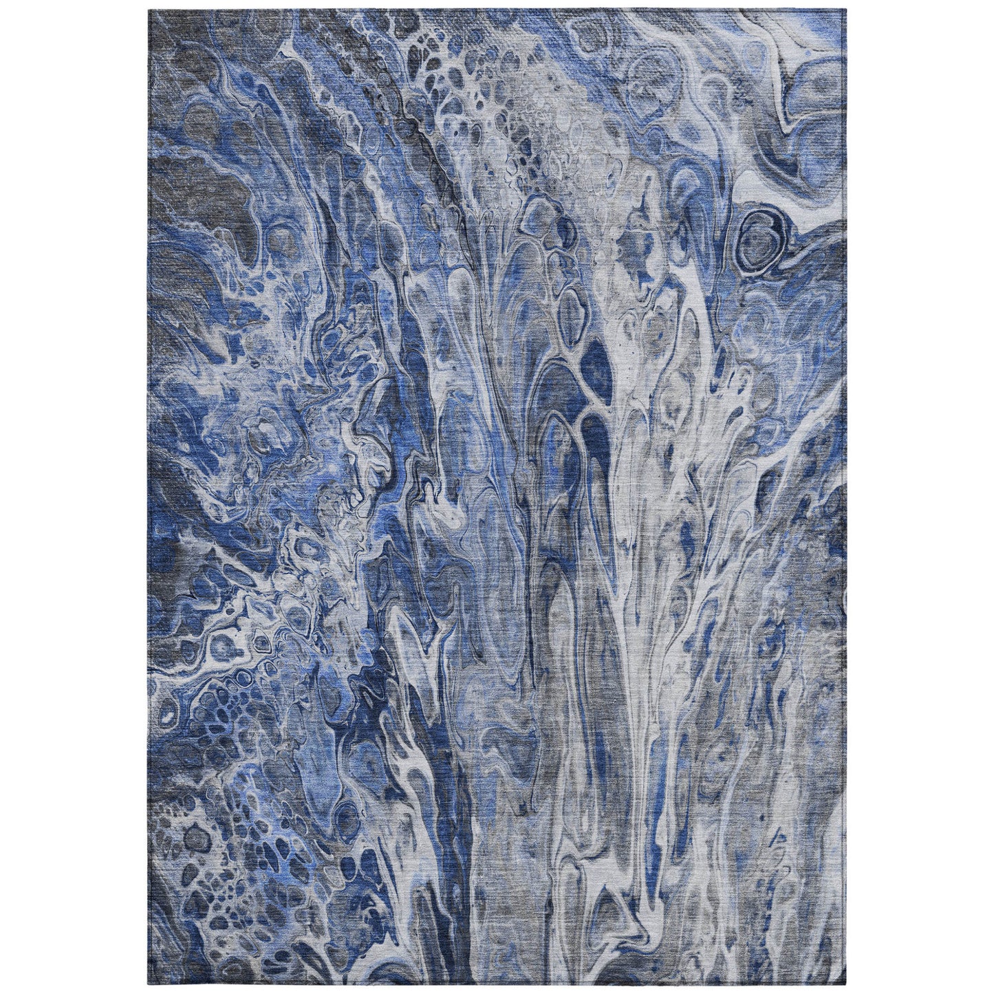 3' X 5' Denim Blue And Navy Blue Abstract Washable Indoor Outdoor Area Rug-5
