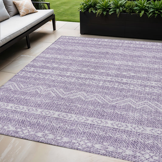 5' X 8' Purple And Lavender Southwestern Washable Indoor Outdoor Area Rug-0